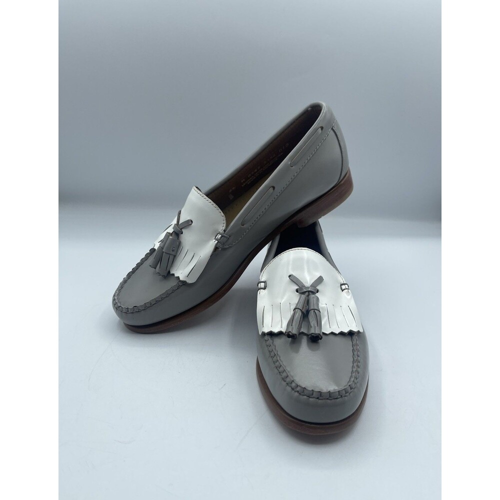WEEJUNS by G.H. Bass & Co. JACLYN SP16 Tassel Loafers, 6.5M, Gray and White